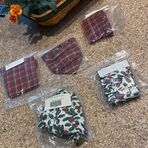 5 Longaberger Fabric Liners Bread Sleigh Cracker Holly Plaid Tidings Holiday